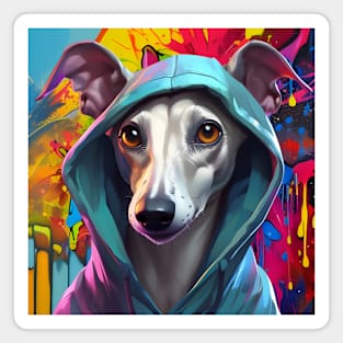 Whippet in a Hoodie Graffiti Artist Magnet